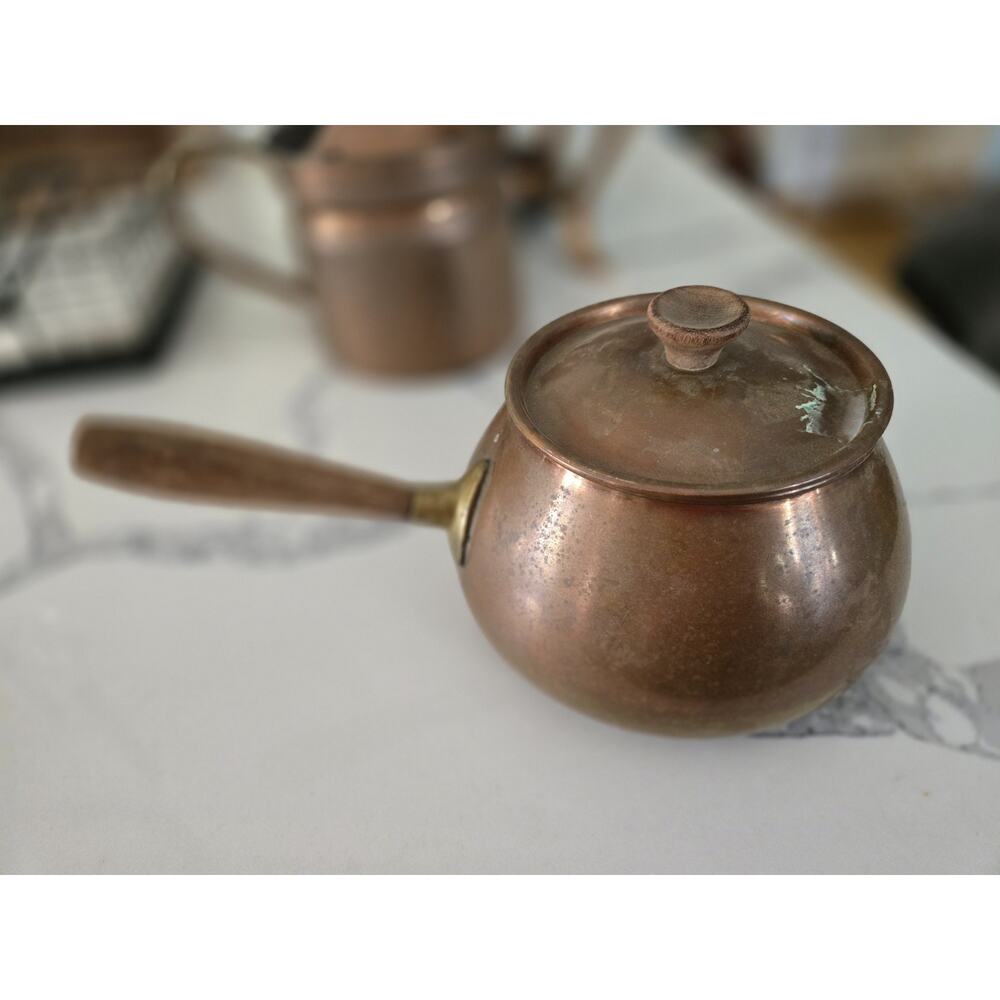 Vintage Copper Fondue Pot with Lid Tagus Made in Portugal